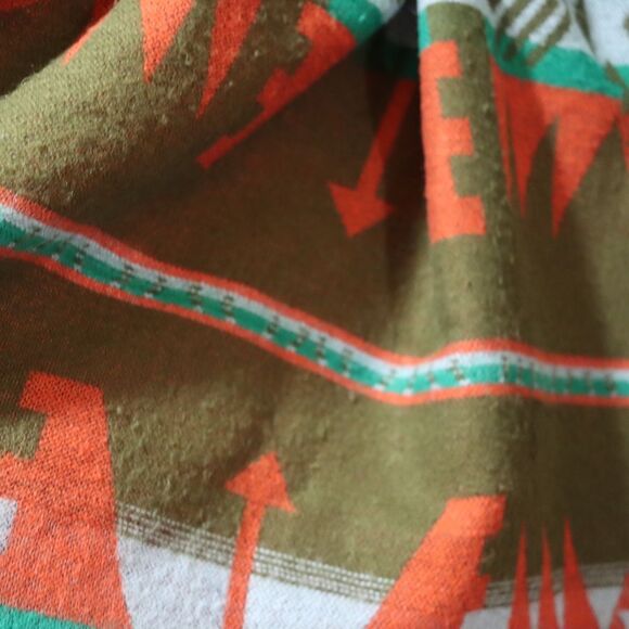 Urban Outfitters Oversized Southwestern Scarf | Olive & Rust Aztec Pattern - Picture 13 of 13